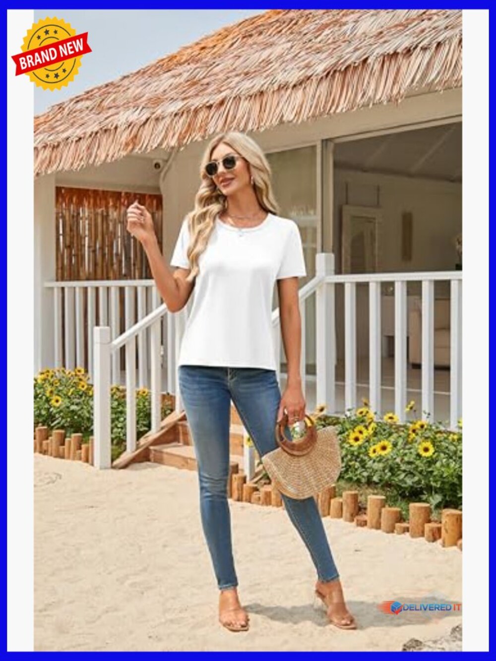 Summer Casual Short Sleeve T-Shirt with Side Split, Loose Fit - Picture 6 of 7